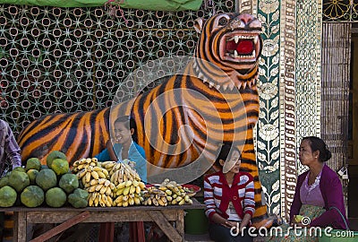 Market stall - Mount Popa - Myanmar Editorial Stock Photo