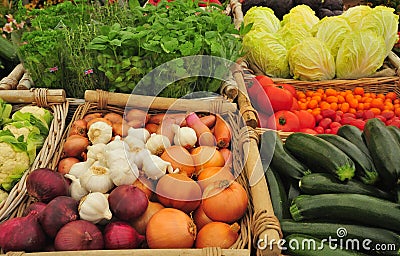 Market stall vegetables Stock Photo