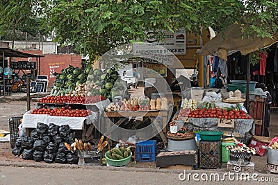 Market stalls in Livingstone, Zambia Editorial Stock Photo
