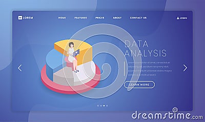 Market statistics analysis landing page template. Financial consulting company website homepage interface idea with Vector Illustration