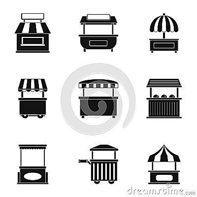 Market tent icon set, simple style Vector Illustration