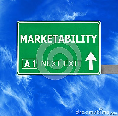 MARKETABILITY road sign against clear blue sky Stock Photo