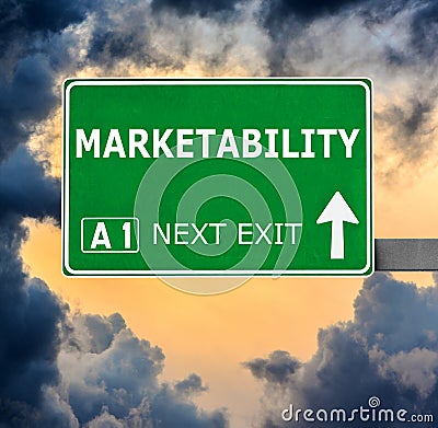 MARKETABILITY road sign against clear blue sky Stock Photo
