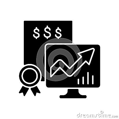 Marketable securities black glyph icon Vector Illustration