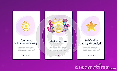 Satisfaction and loyalty analysis app interface template. Vector Illustration