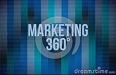 Marketing 360 concept binary Cartoon Illustration