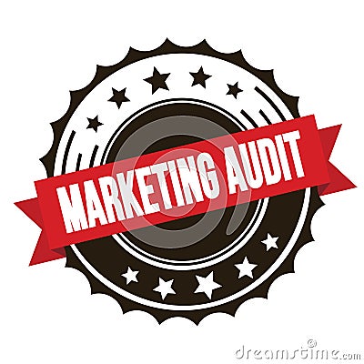 MARKETING AUDIT text on red brown ribbon stamp Stock Photo