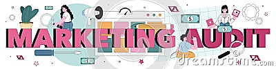 Marketing audit typographic header. Market, targeting audience Vector Illustration