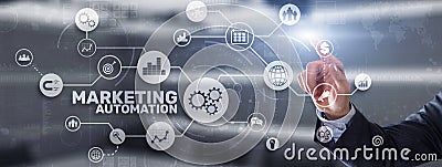 Marketing automation. Computer programs and technical solutions for automating the marketing processes enterprise Stock Photo