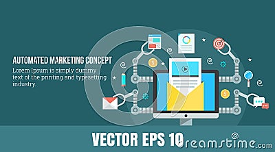 Marketing automation concept - web banner - vector illustration Vector Illustration