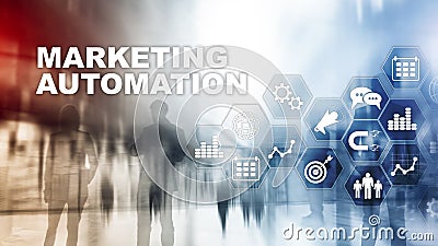 Marketing Automation Software Technology Process System Internet Business concept. Mixed media background. Stock Photo