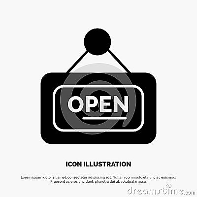 Marketing, Board, Sign, Open solid Glyph Icon vector Vector Illustration