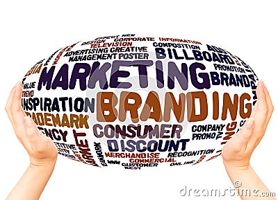 Marketing Branding word cloud hand sphere concept 2 Stock Photo