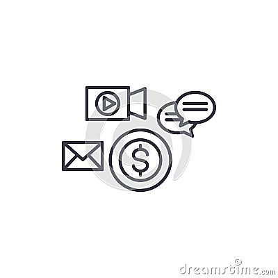 Marketing channels linear icon concept. Marketing channels line vector sign, symbol, illustration. Vector Illustration