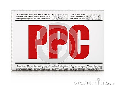 Marketing concept: newspaper headline PPC Stock Photo