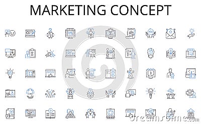 Marketing concept line icons collection. Credirthiness, Interest, Loan, Debt, Credit score, Credit card, Collateral Vector Illustration