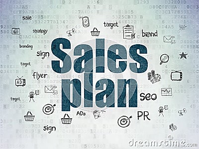 Marketing concept: Sales Plan on Digital Paper Stock Photo