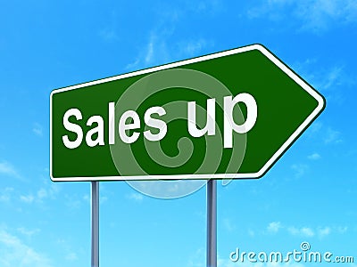 Marketing concept: Sales Up on road sign background Stock Photo