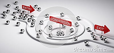 Marketing Conversion Funnel Cartoon Illustration
