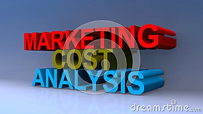 Marketing cost analysis on blue Stock Photo
