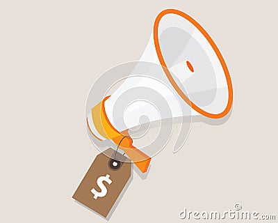 Marketing cost budget promotion plan advertising strategy megaphone and price tag Vector Illustration