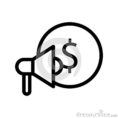 Marketing cost vector line icon. Business illustration is a symbol of marketing strategy and cost reduction. Thin finance and Vector Illustration