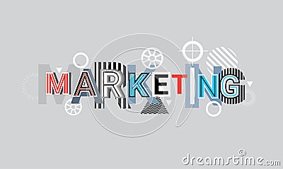 Marketing Creative Word Over Abstract Geometric Shapes Background Web Banner Vector Illustration