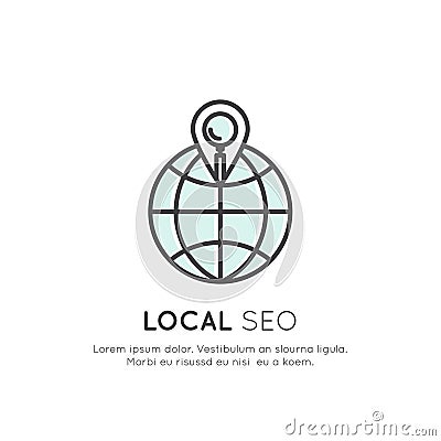 Marketing and Finance, Business Vision, Investment, Local SEO, Geo Tag, Proximity Concept Vector Illustration