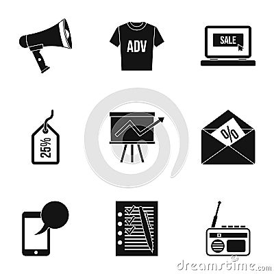 Marketing icons set, simple style Vector Illustration