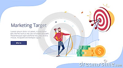 Marketing Moving Up Path. Target Choice. Achievement and Grow Goal Measurement Run Concept for Web Banner Infographics Stock Photo