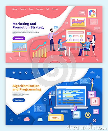 Marketing and Promotion Strategy Algorithmization Vector Illustration