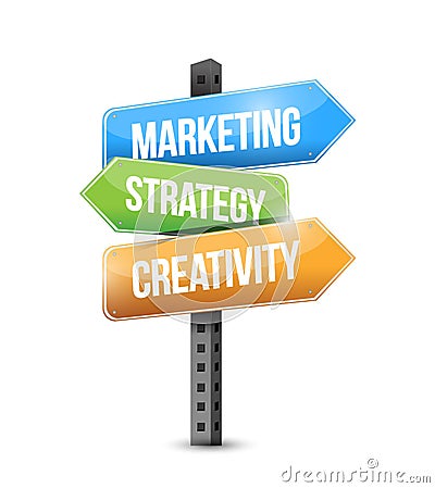 Marketing, strategy, creativity sign illustration Cartoon Illustration