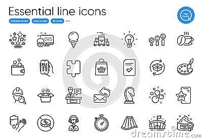 Marketing strategy, Return parcel and Idea line icons. For website, printing and application. Vector Vector Illustration