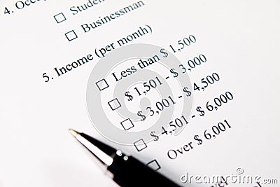 Marketing Survey, Income Stock Photo