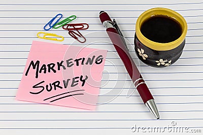 Marketing survey review business customer feedback research coffee break Stock Photo