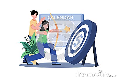 Marketing Team Setting Business Targe Vector Illustration