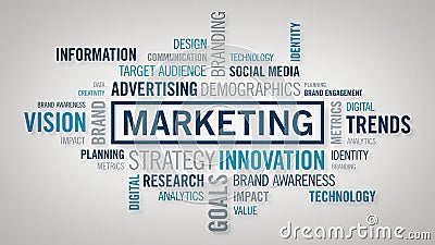 Marketing word cloud cool. A cloud of words forms describing the many aspects of marketing. Available in multiple colors. Seamless Loop Marketing word cloud cool. A cloud of words forms describing the many aspects of marketing. Available in multiple colors. Seamless Loop
