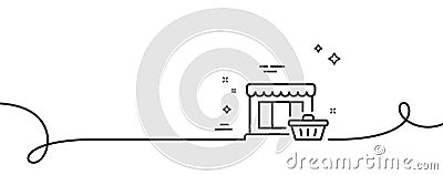 Marketplace line icon. Shopping store sign. Continuous line with curl. Vector Vector Illustration