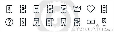 Marketplace line icons. linear set. quality vector line set such as fragile, payment, bill, help, love, receipt, receipt, payment Vector Illustration
