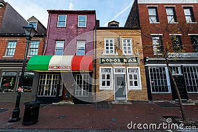 Markets in Downtown Historic District in Fells Point/ Harbor East in Baltimore, Maryland Editorial Stock Photo