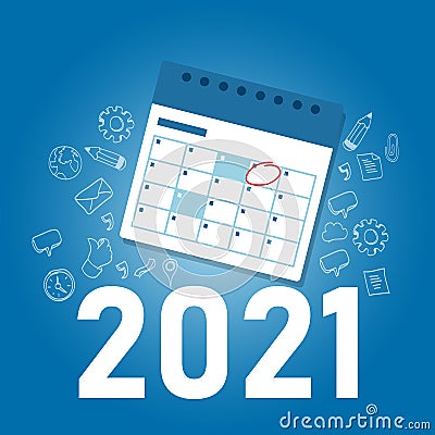 Marking calendar for 2021 target event new year realization special date Vector Illustration