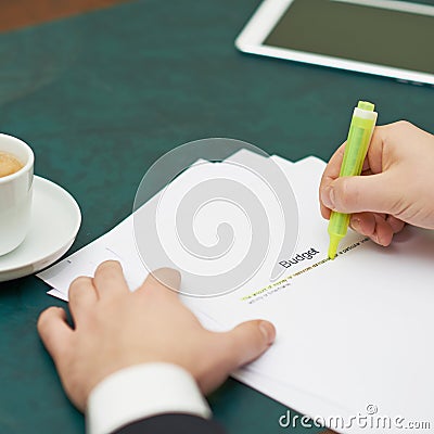 Marking words in a budget definition Stock Photo