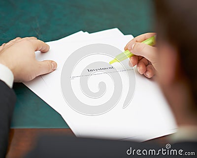 Marking words in a investment definition Stock Photo