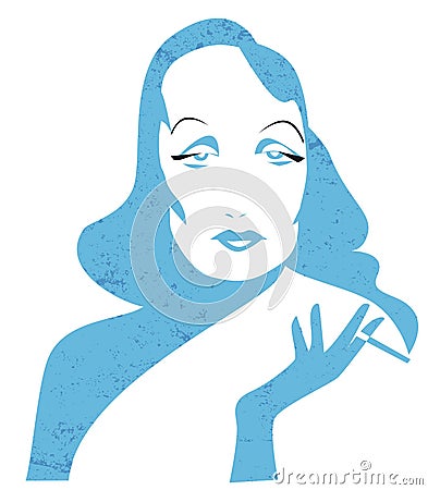 Marlene Dietrich, german actress and singer, vector illustrations Cartoon Illustration