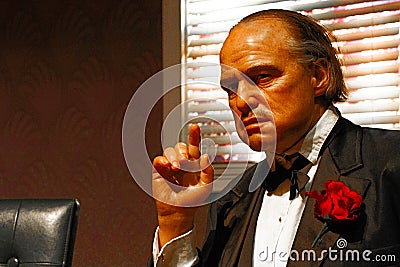 Wax statue of Marlon Brando, the Godfather. Editorial Stock Photo