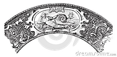 Marly a pewter dish, vintage engraving Vector Illustration