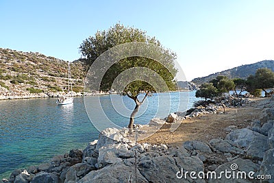 Marmaris Bozukkale is just a corner from heaven, come here by boat or yacht, the sea is very clean and the view is superb Stock Photo