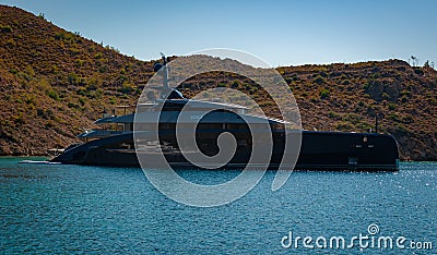 Billionaire Superyacht Voice anchored near Marmaris in Turkey Editorial Stock Photo