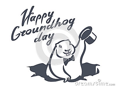 Marmot groundhog day hat hole ground vector illustration Vector Illustration