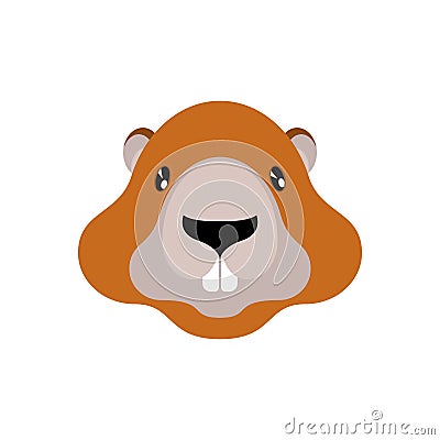 Marmot portrait isolated. Wild Rodent head. Illustration for Groundhog Day holiday Vector Illustration